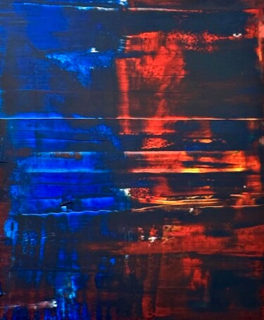 Malerei mit dem Titel "Abstrait Blue Red F…" von Diane Morin, Original-Kunstwerk, Acryl