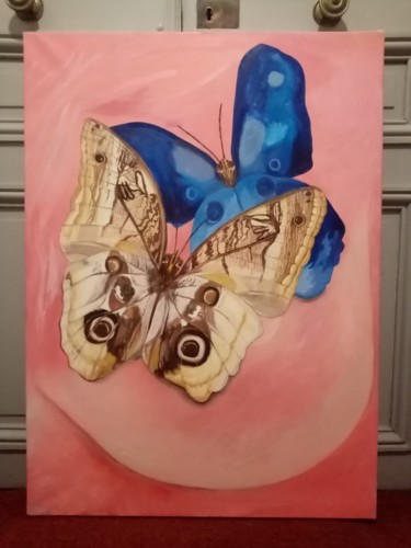 Painting titled "Deux papillons" by Diane Serard, Original Artwork, Oil