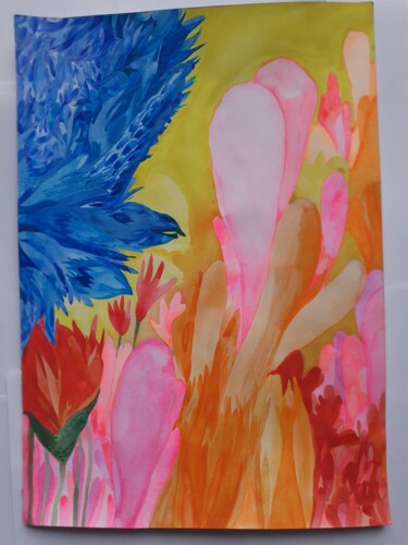 Peinture intitulée "L'oiseau bleu" par Diane Serard, Œuvre d'art originale, Aquarelle
