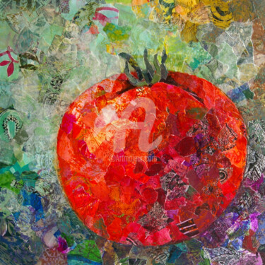 Collages titled "fruitone" by Diane Bonan, Original Artwork, Collages Mounted on Wood Panel