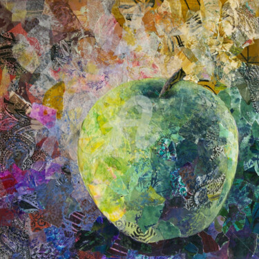 Collages titled "fruitwo" by Diane Bonan, Original Artwork, Collages Mounted on Wood Panel