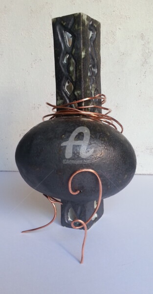 Sculpture intitulée "terre et cuivre 1" par Diane Bonan, Œuvre d'art originale, Terre cuite
