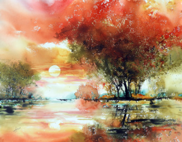 Painting titled "Effervescence" by Diane Beaulieu, Original Artwork, Watercolor