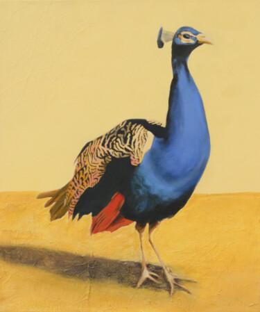 Ζωγραφική με τίτλο "Paon/Peacock" από Diane Luce, Αυθεντικά έργα τέχνης, Ακρυλικό Τοποθετήθηκε στο Ξύλινο φορείο σκελετό