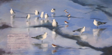 제목이 "oiseau de mer"인 미술작품 Diane Luce로, 원작, 아크릴 나무 들것 프레임에 장착됨