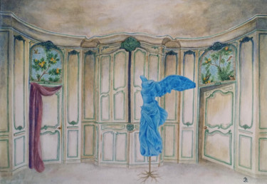Painting titled "La victoire bleue" by Diane Robert Magnenan, Original Artwork, Watercolor