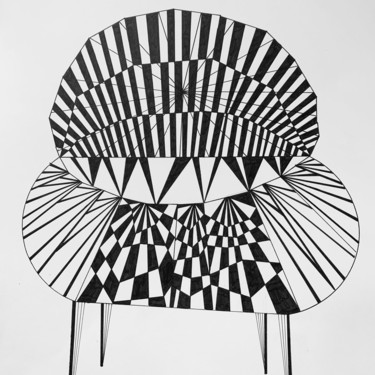 Drawing titled "Chaise géométrique" by Diane Segard, Original Artwork, Marker