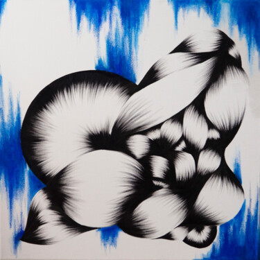 Картина под названием "Huile Bleue" - Diane Tham Vo, Подлинное произведение искусства, Масло Установлен на Деревянная рама д…