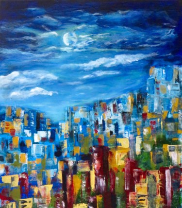 Painting titled "City Scapes of Port…" by Dianne Bauer, Original Artwork, Acrylic