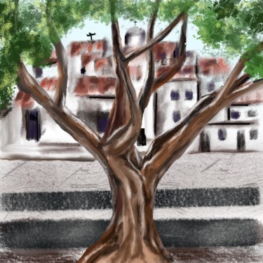 Digital Arts titled "The Town Square Alb…" by Dianne Bauer, Original Artwork, Digital Painting