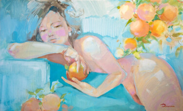 Peinture intitulée "The one with apple" par Tatyana Bashtannik (Tatyana Dianova), Œuvre d'art originale, Huile