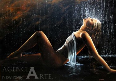 Pintura titulada "UNDER RAIN" por Diaz Fernandez Agencyart, Obra de arte original, Oleo