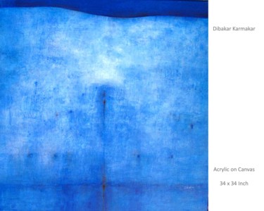 Peinture intitulée "Life a patch of blue" par Dibakar Karmakar, Œuvre d'art originale, Acrylique