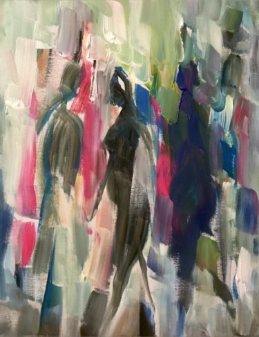 Картина под названием "The Walking II 2019" - Dibasar, Подлинное произведение искусства, Акрил Установлен на Деревянная рама…