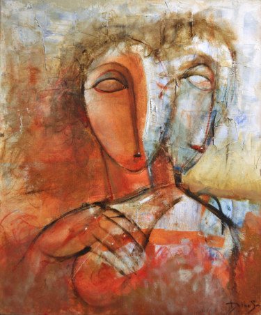 Painting titled "Couple Amoureaux _H…" by Dibasar, Original Artwork