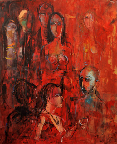 Peinture intitulée "HISTOIRES AU BAR II" par Dibasar, Œuvre d'art originale