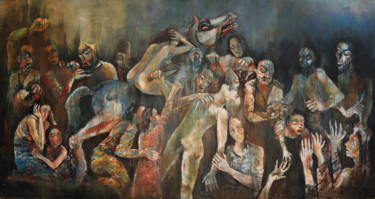 Pittura intitolato "CARNAGE" da Dibasar, Opera d'arte originale, Acrilico Montato su Telaio per barella in legno