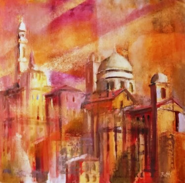 Pittura intitolato "Bergamo - tra la lu…" da Bruno Betti, Opera d'arte originale, Acrilico