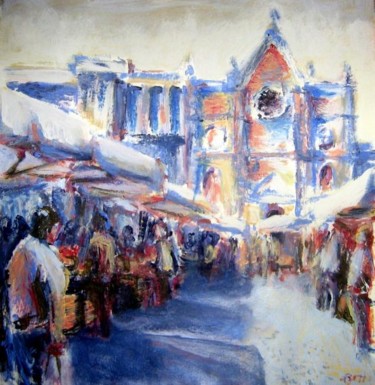 Pittura intitolato "Mercato di Tivoli" da Bruno Betti, Opera d'arte originale