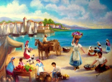 Pintura intitulada "Portugal Antigo" por Di Carvalho, Obras de arte originais, Óleo