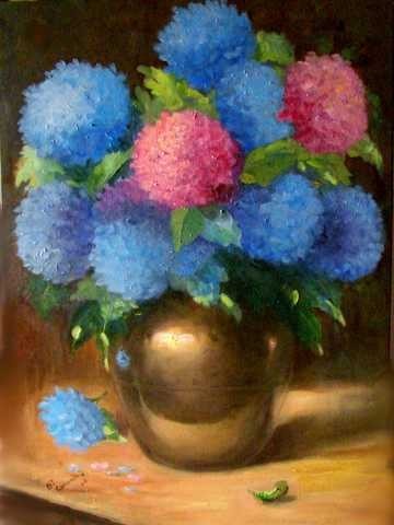 Pintura intitulada "Rosa e Azul" por Di Carvalho, Obras de arte originais, Óleo