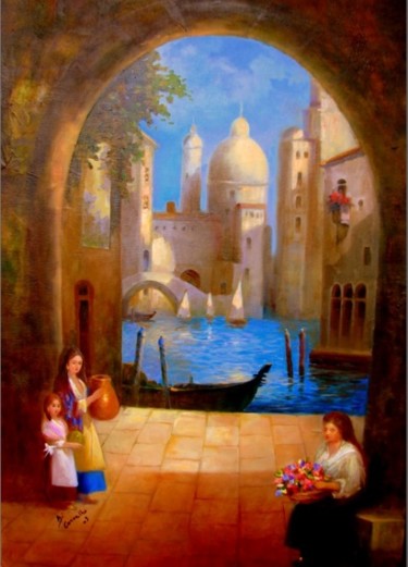 Pintura intitulada "Venice" por Di Carvalho, Obras de arte originais, Óleo