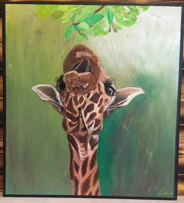 Painting titled "GIRAFE GOURMANDE" by Diche, Original Artwork, Acrylic
