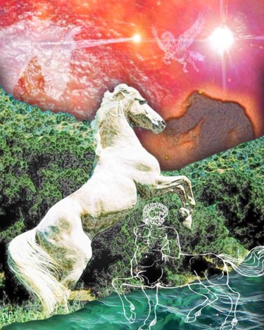 Arts numériques intitulée "cheval mythique" par Did, Œuvre d'art originale, Peinture numérique