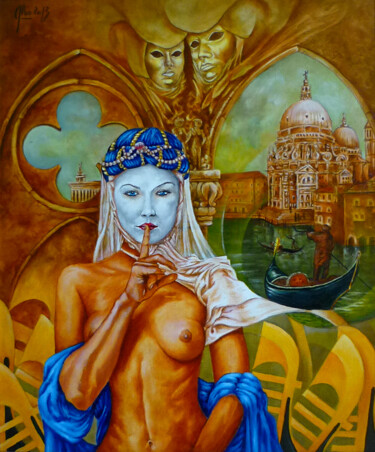 Painting titled "secret vénitien" by Didier Albo, Original Artwork, Oil