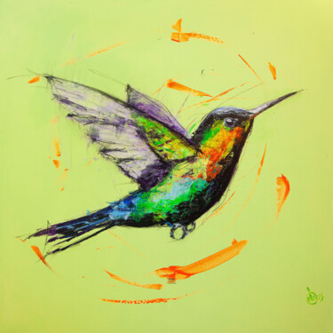 Painting titled "OISEAU 03" by Didier Chastan, Original Artwork, Acrylic Mounted on Wood Stretcher frame