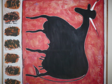Peinture intitulée "Black cow" par Didier Chiarabini, Œuvre d'art originale, Acrylique