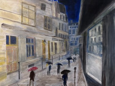 Картина под названием "Soir de Pluie Paris…" - Didier Colomès, Подлинное произведение искусства, Акрил Установлен на Деревян…