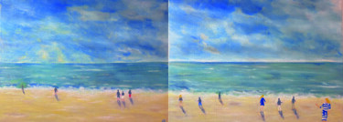 Schilderij getiteld "Un Soir à Cabourg 2…" door Didier Colomès, Origineel Kunstwerk, Olie Gemonteerd op Frame voor houten br…