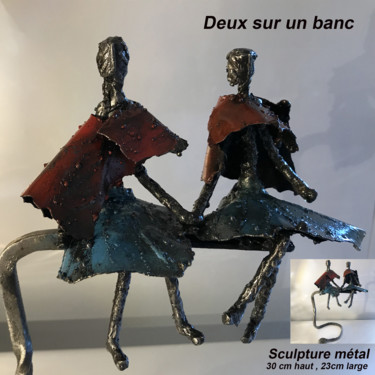 Sculpture intitulée "deux sur un banc" par Didier Dedeurwaerder, Œuvre d'art originale, Métaux