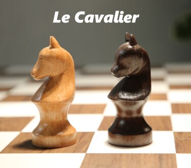 Sculpture titled "La Cavalier" by Didier Delcourt, Original Artwork, Wood