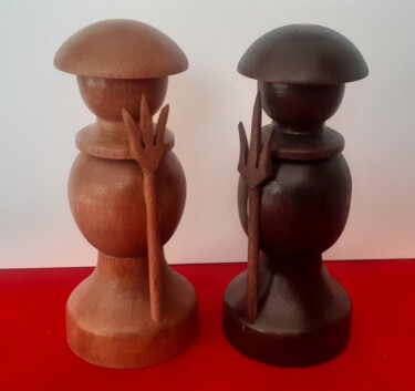 Skulptur mit dem Titel "Des Soldats Chinois…" von Didier Delcourt, Original-Kunstwerk, Holz