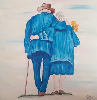 Peinture intitulée "Couple personnes âg…" par Didier Delcourt, Œuvre d'art originale, Acrylique