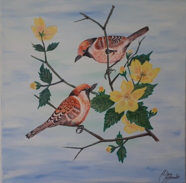 Malerei mit dem Titel "Oiseaux amoureux" von Didier Delcourt, Original-Kunstwerk, Acryl