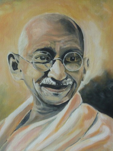 Painting titled "Ghandi" by Didier De Timmerman, Original Artwork, Acrylic