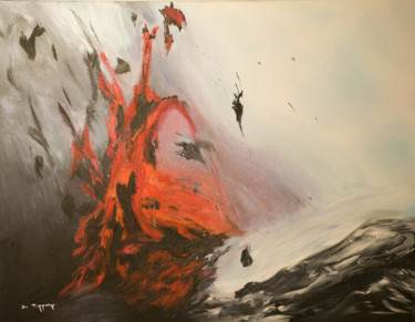 Painting titled "éruption" by Didier De Timmerman, Original Artwork, Oil