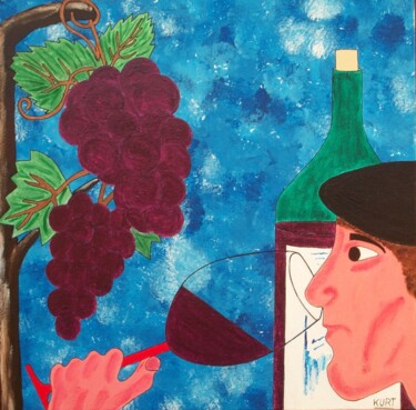 Картина под названием "Vins et terroir" - Didier Dordeins, Подлинное произведение искусства, Акрил Установлен на Деревянная…