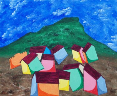 Pintura intitulada "Village Basque 2" por Didier Dordeins, Obras de arte originais, Acrílico