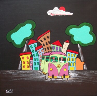 Painting titled "Tableau naif Combi…" by Didier Dordeins, Original Artwork, Acrylic