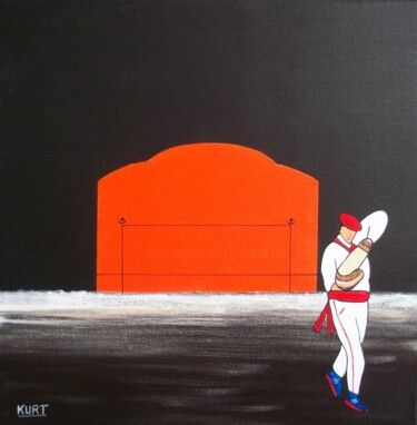 Painting titled "Tableau Naif Pelota…" by Didier Dordeins, Original Artwork, Acrylic