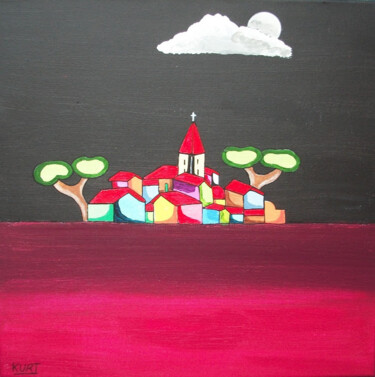 Painting titled "Tableau Naif Pays-B…" by Didier Dordeins, Original Artwork, Acrylic