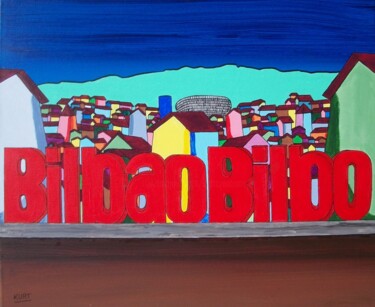 Painting titled "Bilbao - Bilbo" by Didier Dordeins, Original Artwork, Acrylic