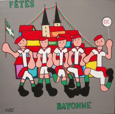 Painting titled "Tableau Naif Fêtes…" by Didier Dordeins, Original Artwork, Acrylic