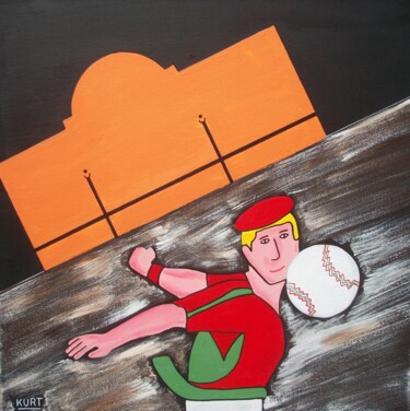 Malerei mit dem Titel "Tableau Naif "Pelot…" von Didier Dordeins, Original-Kunstwerk, Acryl