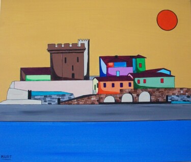 Painting titled "Tableau Naif , Fort…" by Didier Dordeins, Original Artwork, Acrylic