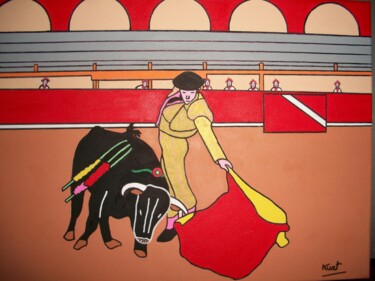 Pittura intitolato "Tableau Naif Toro y…" da Didier Dordeins, Opera d'arte originale, Acrilico